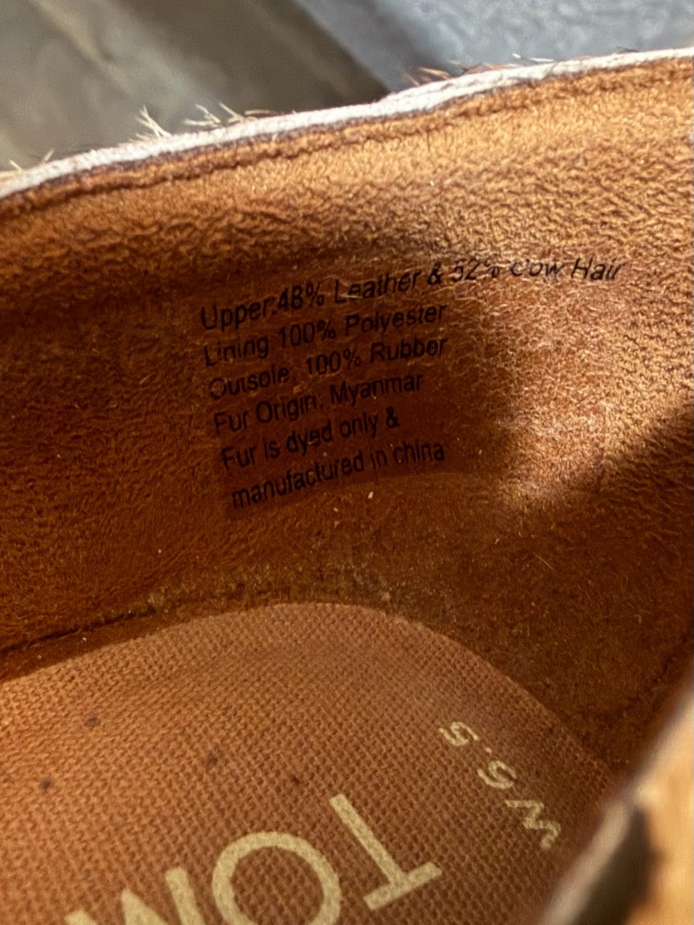 TOMS Jutti D'orsay Flats in Carmel Brown Suede with Leopard Pattern Cow Hair - Picture 10 of 11